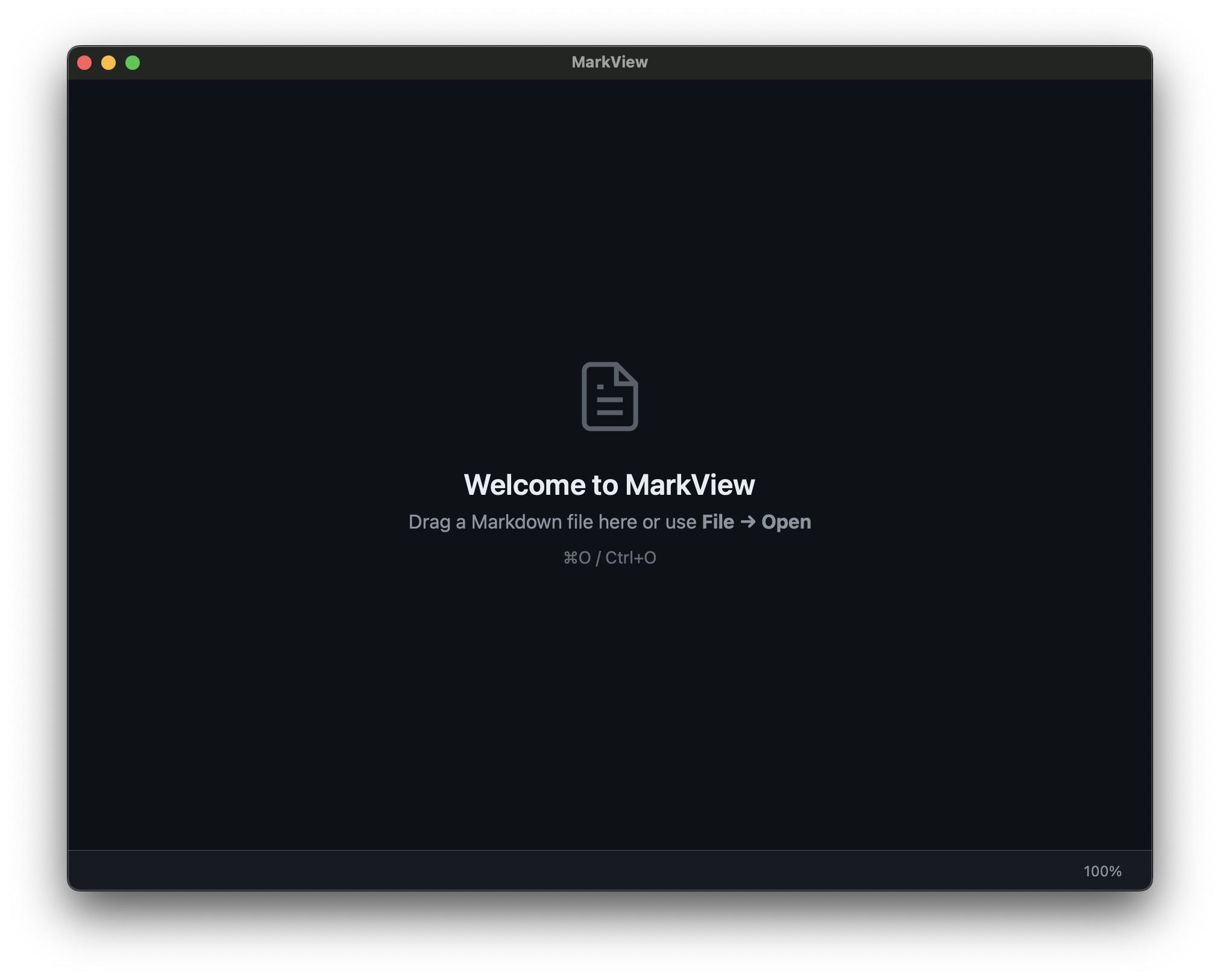 MarkView application showing rendered Markdown